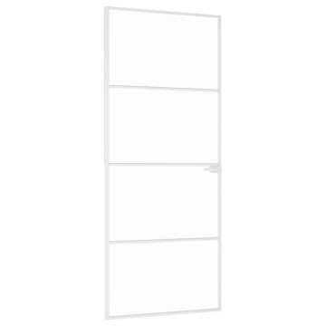 Fehér edzett üveg és alumínium vékony beltéri ajtó 83x201,5 cm - utánvéttel vagy ingyenes szállítással