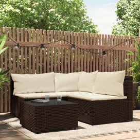 4 részes barna polyrattan kerti ülőgarnitúra párnákkal - utánvéttel vagy ingyenes szállítással