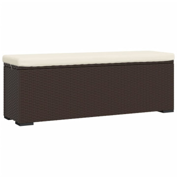 Barna polyrattan zsámolypad párnával 110 x 30 x 40 cm - utánvéttel vagy ingyenes szállítással