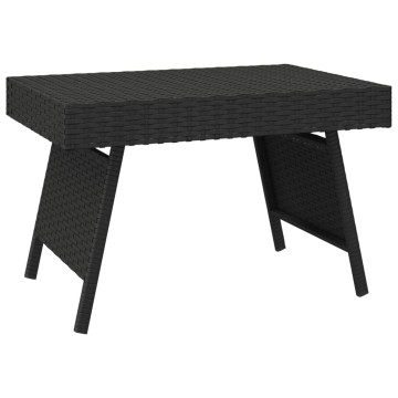 Fekete összecsukható polyrattan kisasztal 60 x 40 x 38 cm - utánvéttel vagy ingyenes szállítással