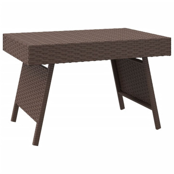 Barna összecsukható polyrattan kisasztal 60 x 40 x 38 cm - utánvéttel vagy ingyenes szállítással