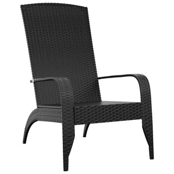 Fekete polyrattan kerti adirondack szék - utánvéttel vagy ingyenes szállítással