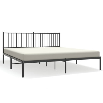 Fekete fém ágykeret fejtámlával 180 x 200 cm - utánvéttel vagy ingyenes szállítással