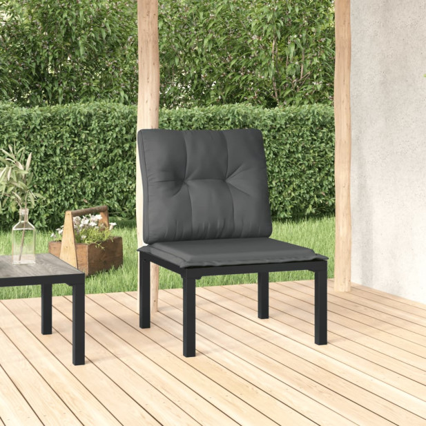 Fekete-szürke polyrattan kerti szék párnákkal - utánvéttel vagy ingyenes szállítással
