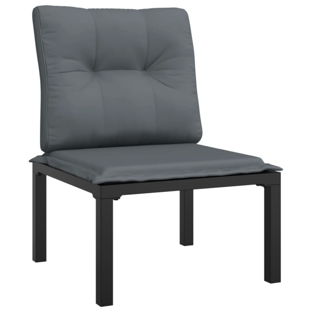 Fekete-szürke polyrattan kerti szék párnákkal - utánvéttel vagy ingyenes szállítással