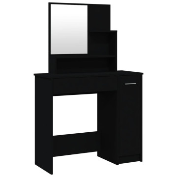 Fekete tükrös fésülködőasztal 86,5 x 35 x 136 cm - utánvéttel vagy ingyenes szállítással