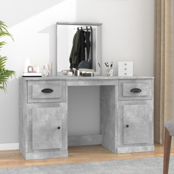 Betonszürke fésülködőasztal tükörrel 130 x 50 x 132,5 cm - utánvéttel vagy ingyenes szállítással