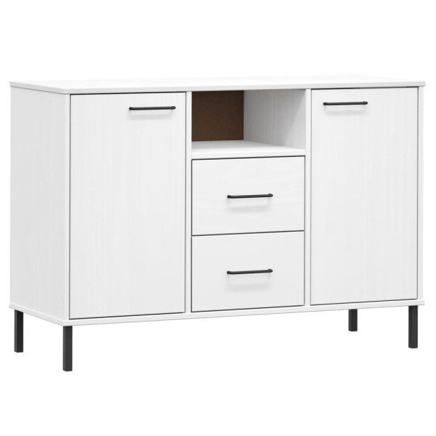OSLO fehér tömör fa tálalószekrény fémlábakkal 113x40x77 cm - utánvéttel vagy ingyenes szállítással