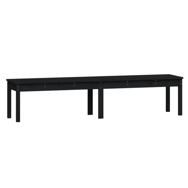 2 személyes fekete tömör fenyőfa kerti pad 203,5x44x45 cm - utánvéttel vagy ingyenes szállítással