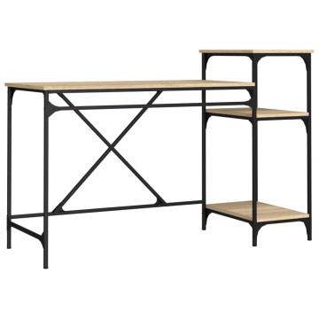 Sonoma tölgy szerelt fa íróasztal polcokkal 135x50x90 cm - utánvéttel vagy ingyenes szállítással