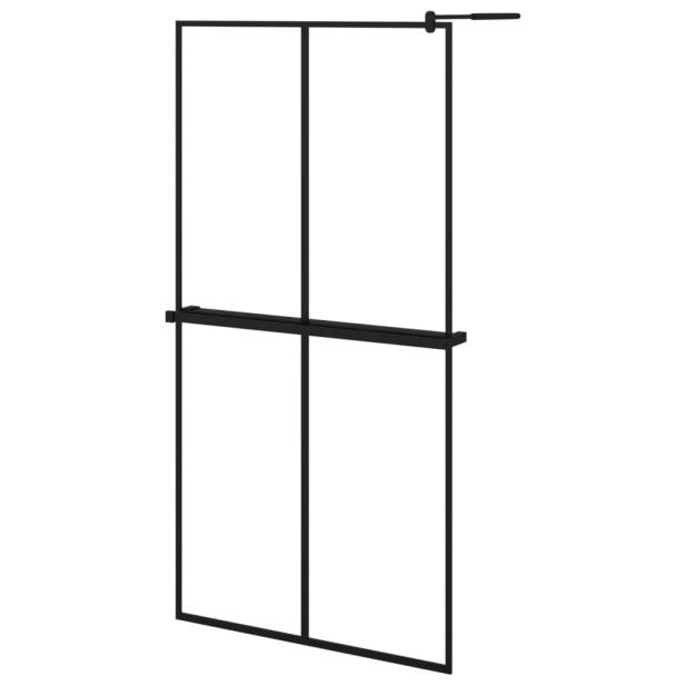 Fekete ESG üveg és alumínium zuhanyfal polccal 100 x 195 cm - utánvéttel vagy ingyenes szállítással