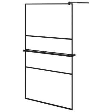 Fekete ESG üveg és alumínium zuhanyfal polccal 115x195 cm - utánvéttel vagy ingyenes szállítással
