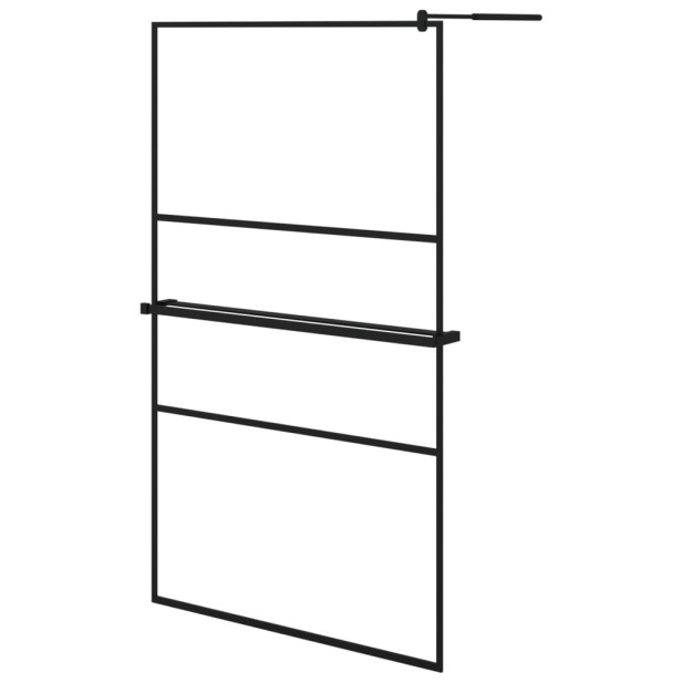 Fekete ESG üveg és alumínium zuhanyfal polccal 115x195 cm - utánvéttel vagy ingyenes szállítással