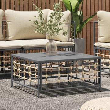 Antracitszürke polyrattan kerti asztal 70 x 70 x 34 cm - utánvéttel vagy ingyenes szállítással
