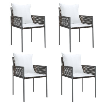 4 db barna polyrattan kerti szék párnával 54x61x83 cm - utánvéttel vagy ingyenes szállítással