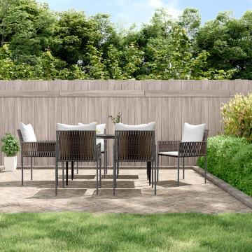 6 db barna polyrattan kerti szék párnával 54x61x83 cm - utánvéttel vagy ingyenes szállítással