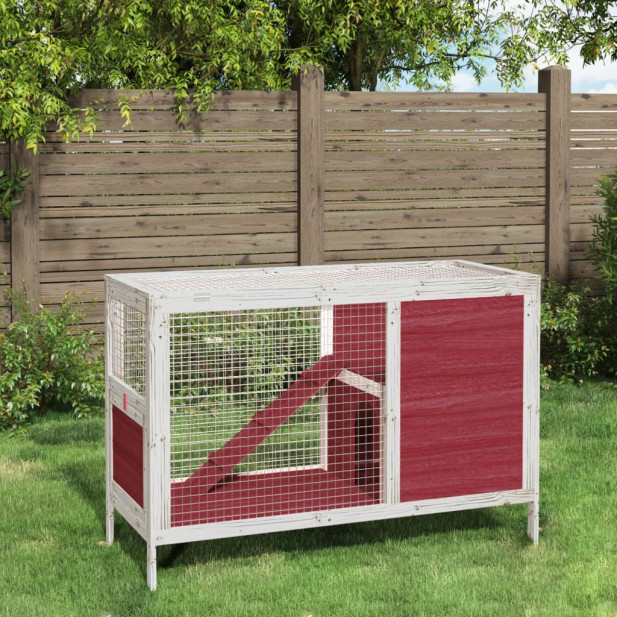 Kávébarna tömör fenyőfa nyúlketrec 103 x 44 x 69,5 cm - utánvéttel vagy ingyenes szállítással