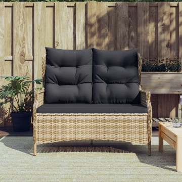 2 személyes barna polyrattan kerti kanapé párnával - utánvéttel vagy ingyenes szállítással