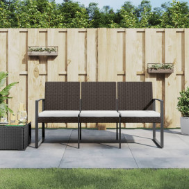 3-személyes barna PP kerti pad párnával - utánvéttel vagy ingyenes szállítással