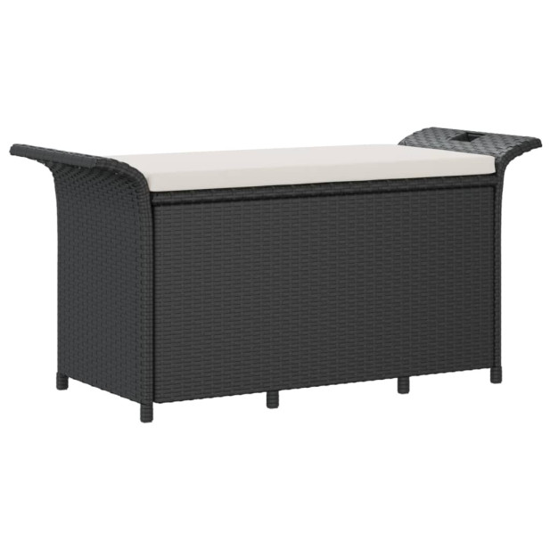 Fekete polyrattan kerti pad párnával 116 x 46 x 57 cm - utánvéttel vagy ingyenes szállítással