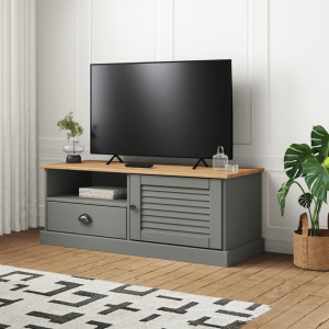 VIGO szürke tömör fenyőfa TV-szekrény 106 x 40 x 40 cm - utánvéttel vagy ingyenes szállítással