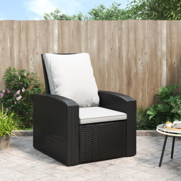 Fekete polyrattan dönthető kerti szék párnával - utánvéttel vagy ingyenes szállítással