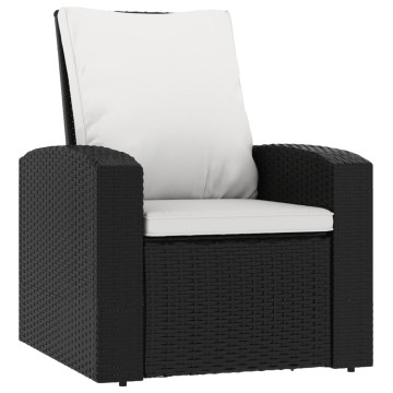 Fekete polyrattan dönthető kerti szék párnával - utánvéttel vagy ingyenes szállítással