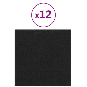 12 db fekete szövet fali panel 30 x 30 cm 1,08 m² - utánvéttel vagy ingyenes szállítással