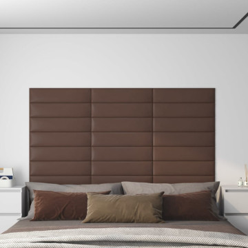 12 db barna műbőr fali panel 60 x 15 cm 1,08 m² - utánvéttel vagy ingyenes szállítással