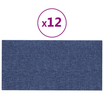 12 db kék szövet fali panel 60x30 cm 2,16 m² - utánvéttel vagy ingyenes szállítással