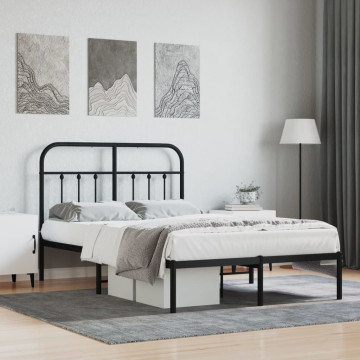 Fekete fém ágykeret fejtámlával 120 x 200 cm - utánvéttel vagy ingyenes szállítással