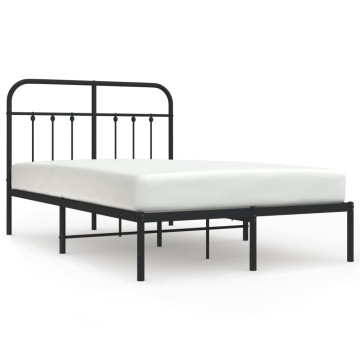 Fekete fém ágykeret fejtámlával 120 x 200 cm - utánvéttel vagy ingyenes szállítással