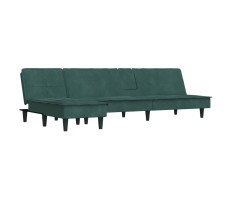 Sötétzöld L-alakú bársony kanapéágy 255x140x70 cm - utánvéttel vagy ingyenes szállítással