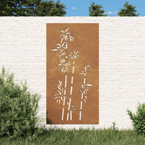 Bambuszmintás corten acél kerti faldísz 105 x 55 cm - utánvéttel vagy ingyenes szállítással