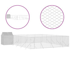 Ezüstszínű horganyzott acél kutyakennel tetővel 10x10x2,5 m - utánvéttel vagy ingyenes szállítással