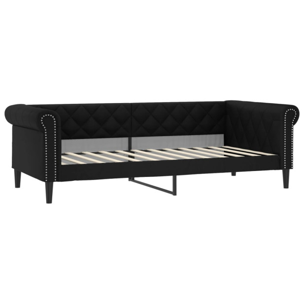 Fekete műbőr kanapéágy 100 x 200 cm - utánvéttel vagy ingyenes szállítással