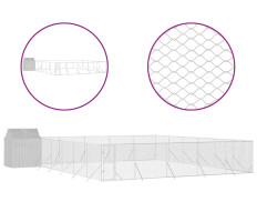 Ezüstszínű horganyzott acél kutyakennel tetővel 12x12x2,5 m - utánvéttel vagy ingyenes szállítással