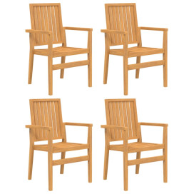 4 db tömör tíkfa rakásolható kerti szék 56,5 x 57,5 x 91 cm - utánvéttel vagy ingyenes szállítással