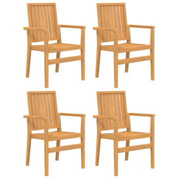 4 db tömör tíkfa rakásolható kerti szék 56,5 x 57,5 x 91 cm - utánvéttel vagy ingyenes szállítással