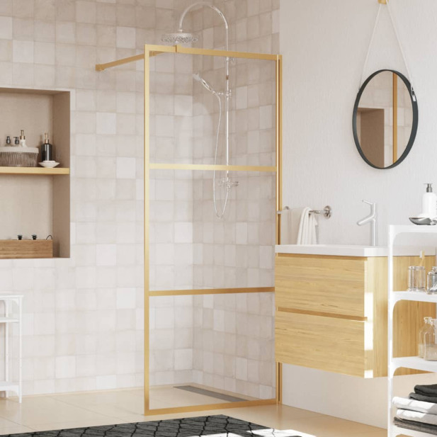 Aranyszínű zuhanyfal átlátszó ESG üveggel 80 x 195 cm - utánvéttel vagy ingyenes szállítással