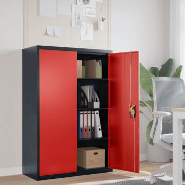 Antracitszürke-piros acél irattartó szekrény 90x40x140 cm - utánvéttel vagy ingyenes szállítással