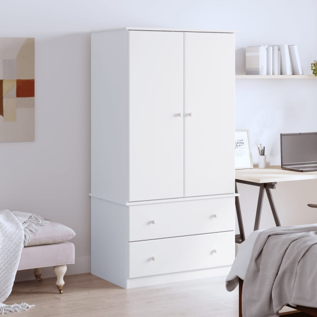 ALTA fehér tömör fenyőfa ruhásszekrény 90x55x170 cm - utánvéttel vagy ingyenes szállítással