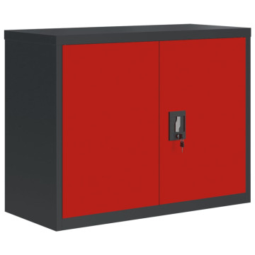 Antracitszürke-piros acél irattartó szekrény 90x40x70 cm - utánvéttel vagy ingyenes szállítással