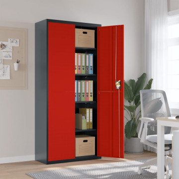 Antracitszürke-piros acél irattartó szekrény 90x40x200 cm - utánvéttel vagy ingyenes szállítással