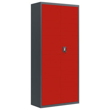 Antracitszürke-piros acél irattartó szekrény 90x40x200 cm - utánvéttel vagy ingyenes szállítással