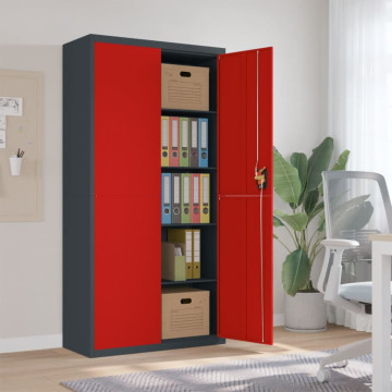 Antracitszürke-piros acél irattartó szekrény 90x40x180 cm - utánvéttel vagy ingyenes szállítással