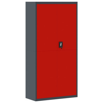 Antracitszürke-piros acél irattartó szekrény 90x40x180 cm - utánvéttel vagy ingyenes szállítással