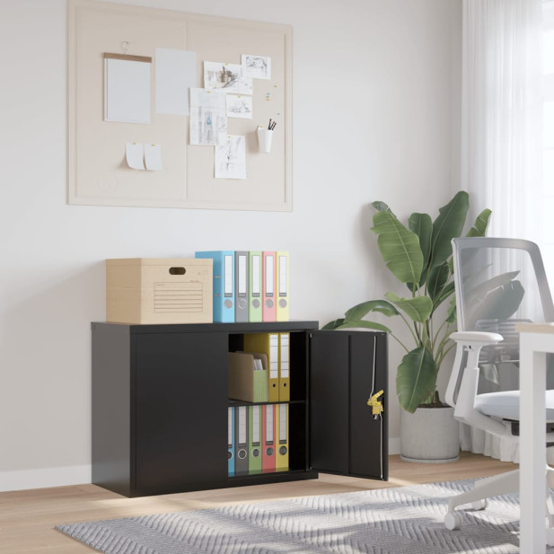 Fekete acél irattartó szekrény 90 x 40 x 70 cm - utánvéttel vagy ingyenes szállítással