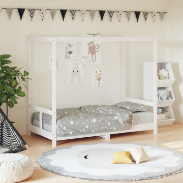 Fehér gyerek tömör fenyőfa ágykeret 80 x 160 cm - utánvéttel vagy ingyenes szállítással