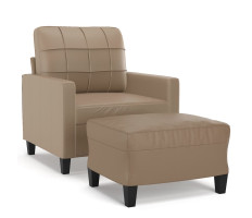 Kávészínű műbőr kanapéfotel lábtartóval 60 cm - utánvéttel vagy ingyenes szállítással